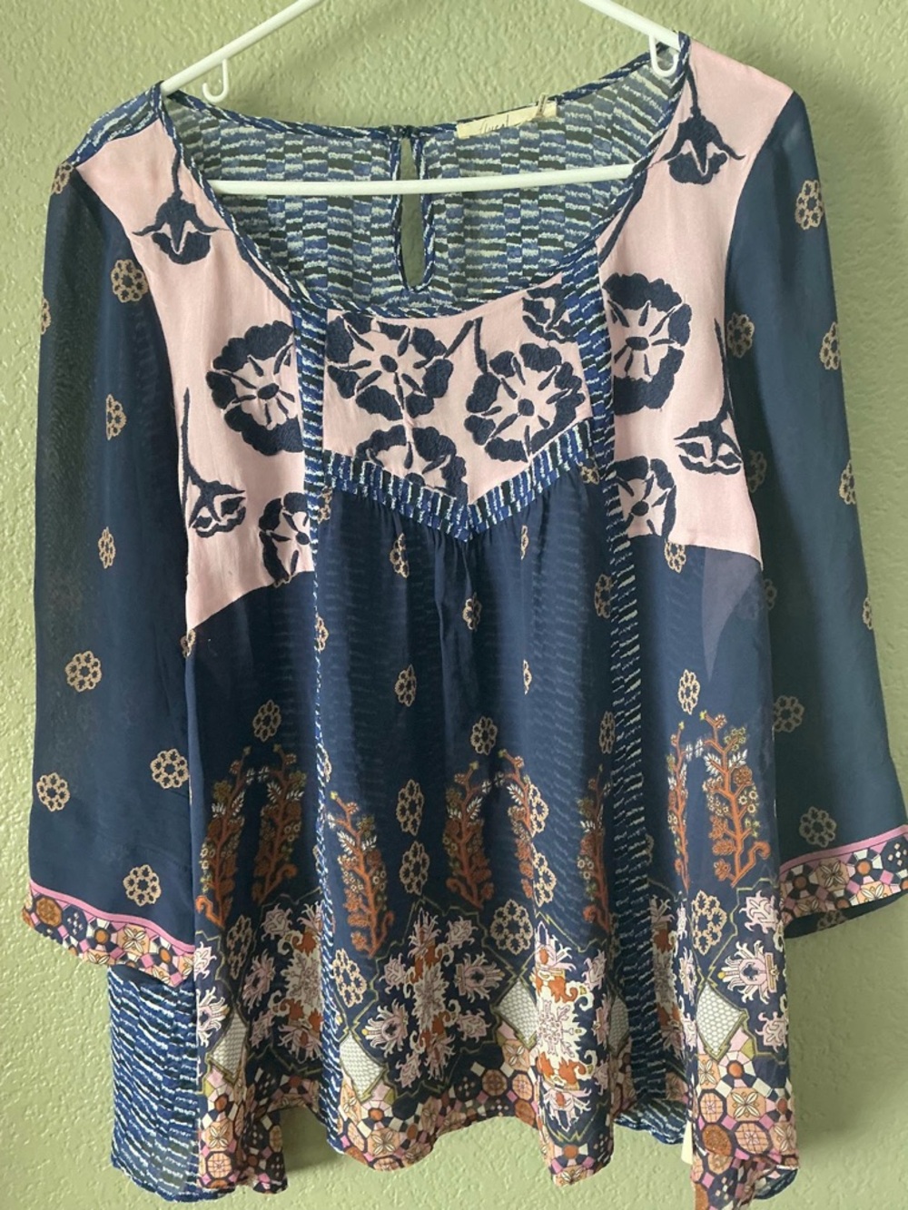Floreat Navy and Blush Floral Patchwork Tunic